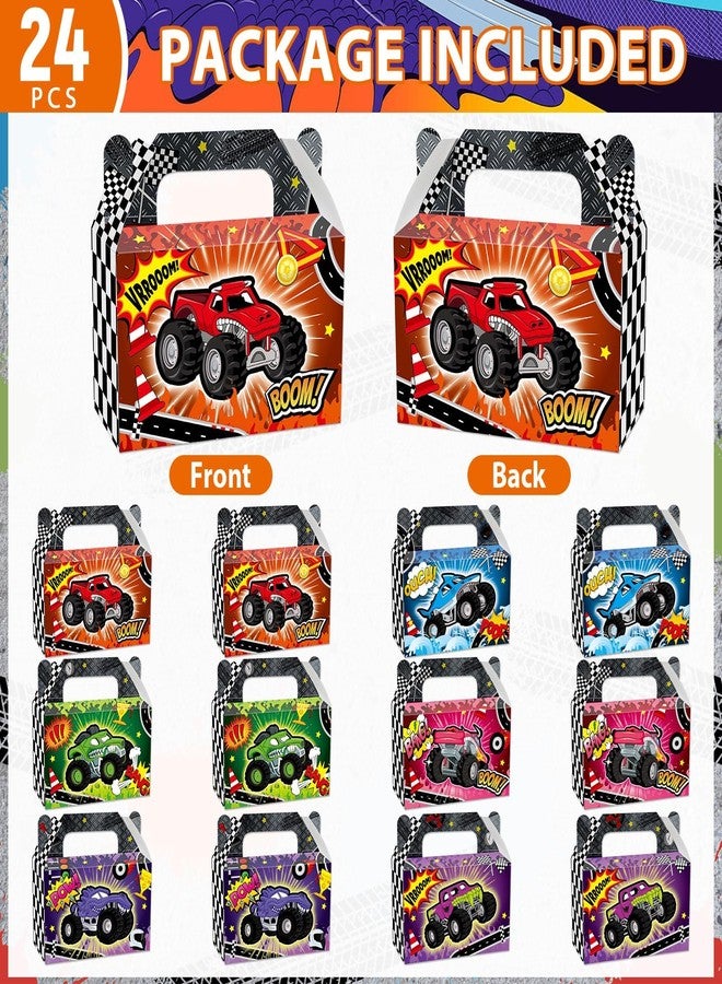 CHUNNIN 24Pcs Monster Truck Treat Boxes Racing Car Birthday Party Decorations Trucks Theme Paper Gift Box Supplies Goodie Bags for Kids Boys Girls Birthday Baby Shower Decor Race Cars Favors 6x3x3.6 - Image 2